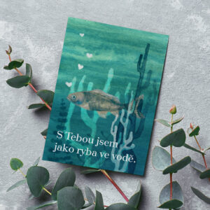 A greeting card with fish